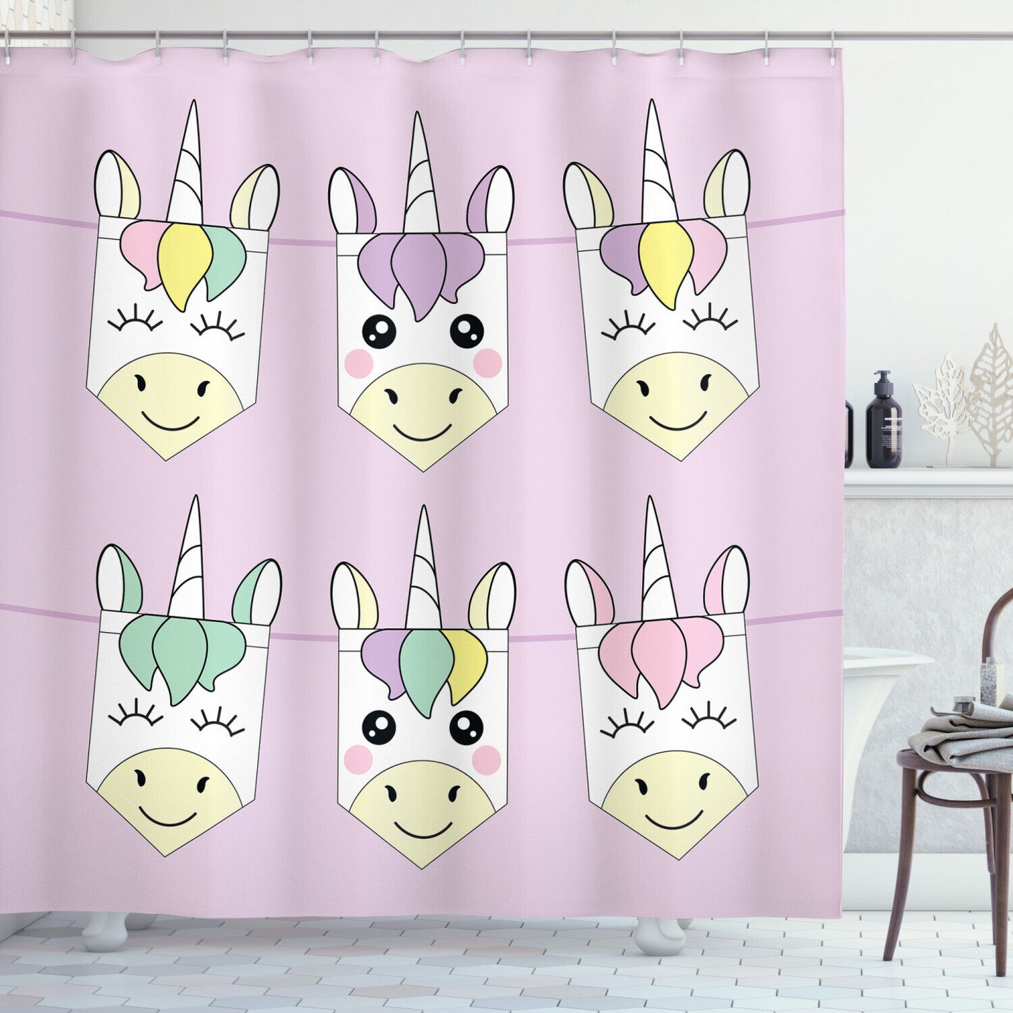 Colorful Party Icons Unicorn Shower Curtain Transform Your Bathroom