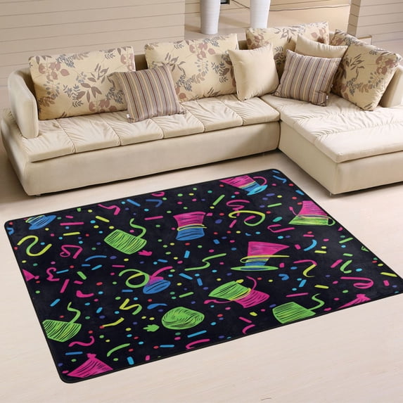Colorful Party Theme Design Soft Polyester Area Rug 36''x24'', Non Slip, Memory Foam, Water Absorbent