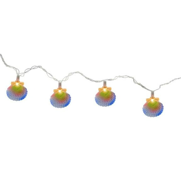 Colorful Pastel Beach Seashells Patio & Garden Novelty Christmas Lights - White Wire, Set of 10