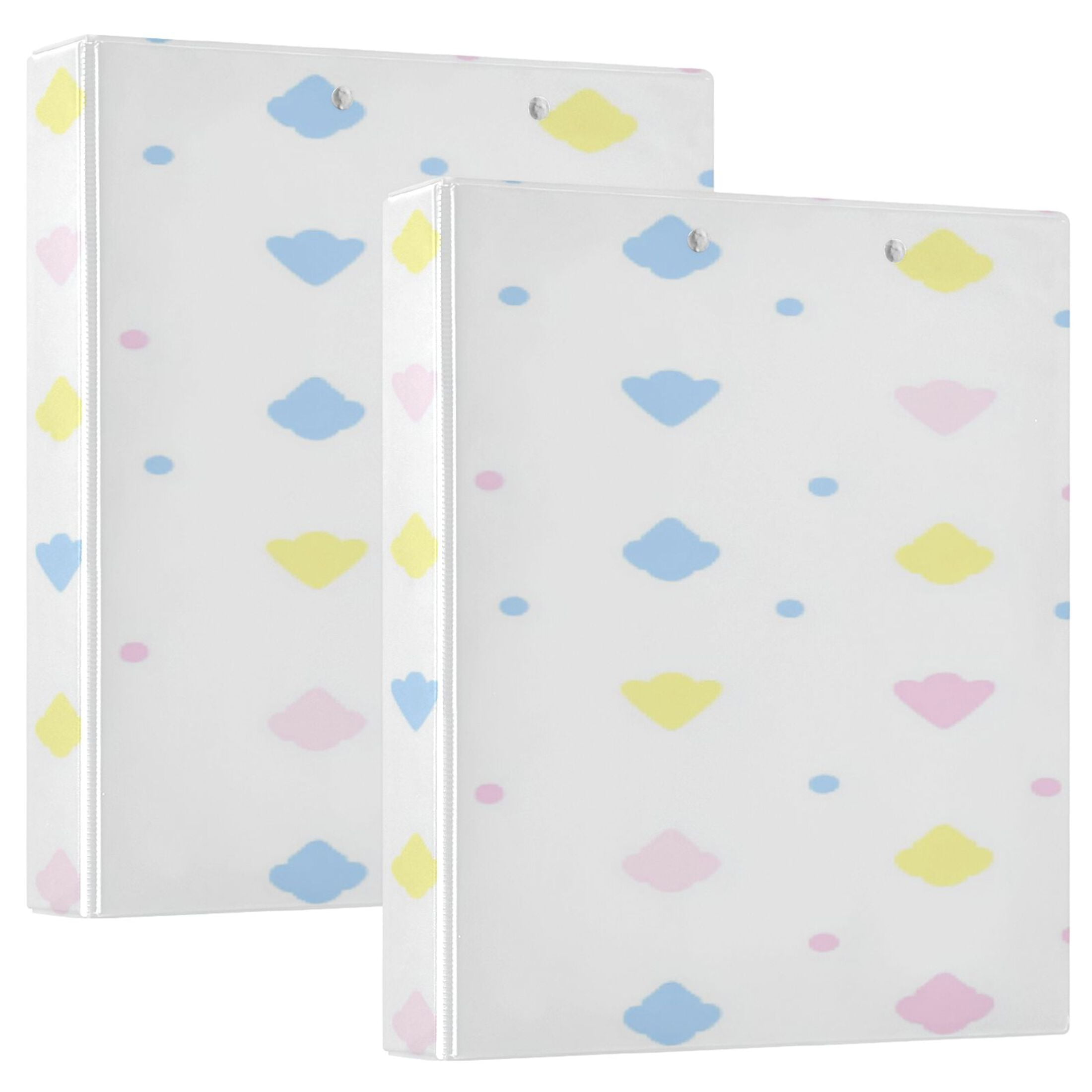 Colorful Pastel Shapes Pattern 12.4x10.6in PVC Round Ring Binders, 2 ...