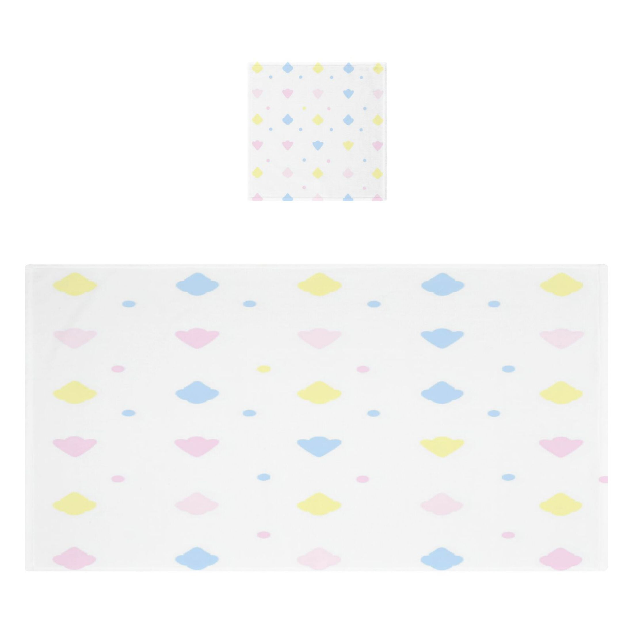 Colorful Pastel Shapes Pattern 2 Piece Cotton Bath and Face Towel Set Soft and Absorbent, for Beach Pool Bathroom