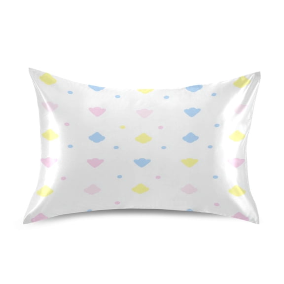Colorful Pastel Shapes Pattern Luxury Silky Soft Pillowcase Standard Size Wrinkle Resistant Envelope Closure 20x26in