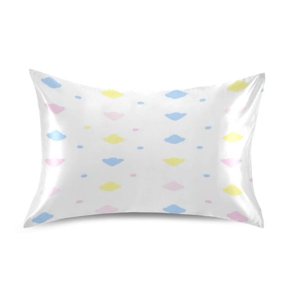 Colorful Pastel Shapes Pattern Satin Pillowcase 20''x30'' Double-Sided Print Soft Wrinkle Resistant