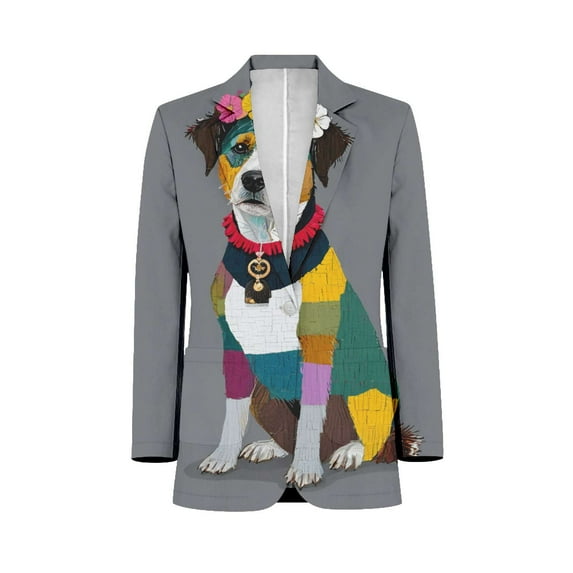Colorful Patchwork Dog Art Men's Suit Blazer Casual Party Wear Slim Fit Suit Jacket Fashionable Luxury British Style Men Suit Coat