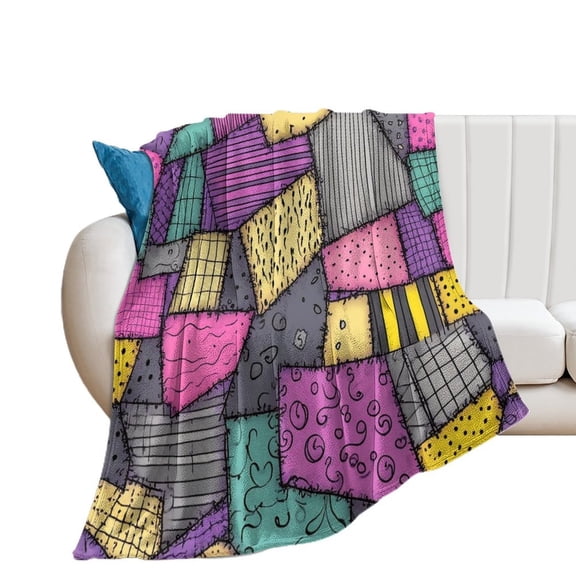 Colorful Patchwork Quilt Design Blanket Soft Throw Warm Lightweight Plush Blanket for Couch Bed Sofa