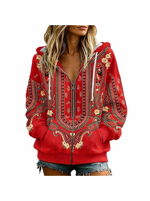 Colorful Patchwork Zipper Sweatshirt Women, Quilt Hoodie for Women, Sweatshirt Loose Fit Y2k Outfits Basic Tops Workout Jacket Dressy Sweatshirts Cute Plain Sweatshirt Oversized,Red,XL
