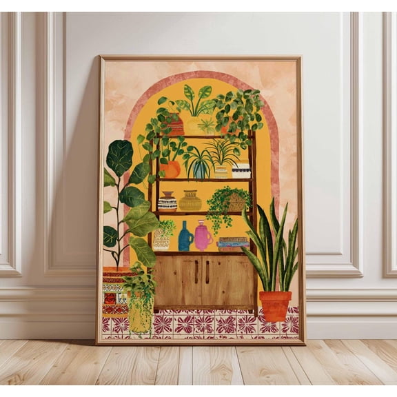 Colorful Patio Garden Poster, Unframed Paper Poster 8x10in