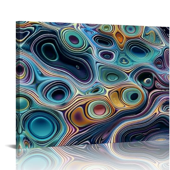 Colorful Pattern Bubbles Canvas Wall Art Print Home Room Decor Ready To Hang 16x12in