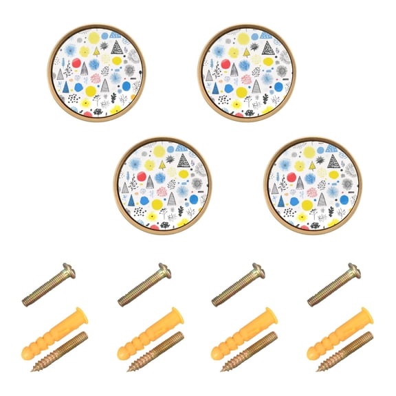 Colorful Pattern Cabinet Furniture Knobs Drawer Metal Pulls 1.26in Acrylic Zinc Alloy Dual Screw Set