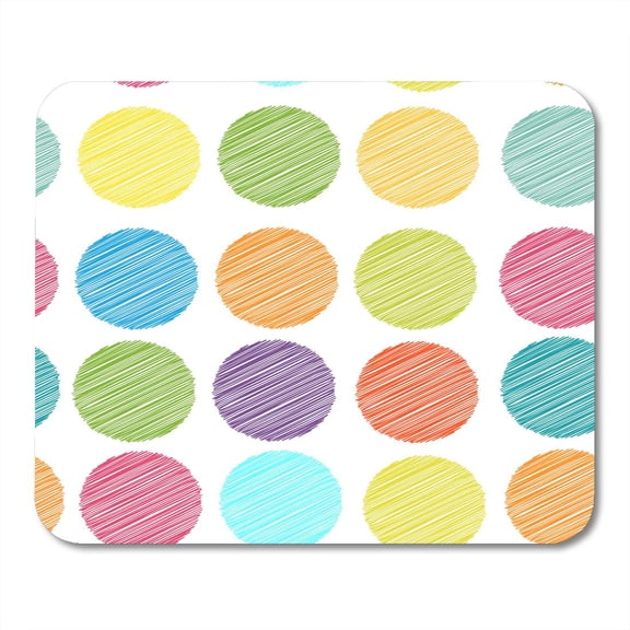 Colorful Pattern Rainbow Color Polka Dot Stitches Scribble on Polkadot Baby Mousepad Mouse Pad Mouse Mat 9x10 inch