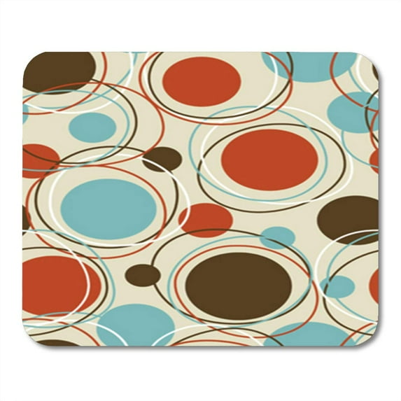 Colorful Pattern Retro Geometric Circle Furniture Ring Abstract 1970 Mousepad Mouse Pad Mouse Mat 9x10 inch
