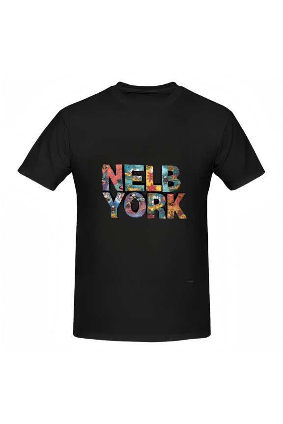 Colorful Patterned Cotton Short Sleeve T-Shirt for Women - Vibrant ' NEBL YORK ' Design Stylish Crew Neck Tee Top