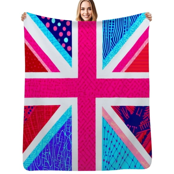 Colorful Patterned Union Jack Soft Blanket Travel Bedding Throws Flannel Bedspread Sofa Bed Cover