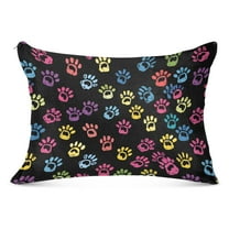 Colorful Paw Plush Pillow Cases Standard Size Ultra Soft Warm Pillowcases with Zipper 20"x26"