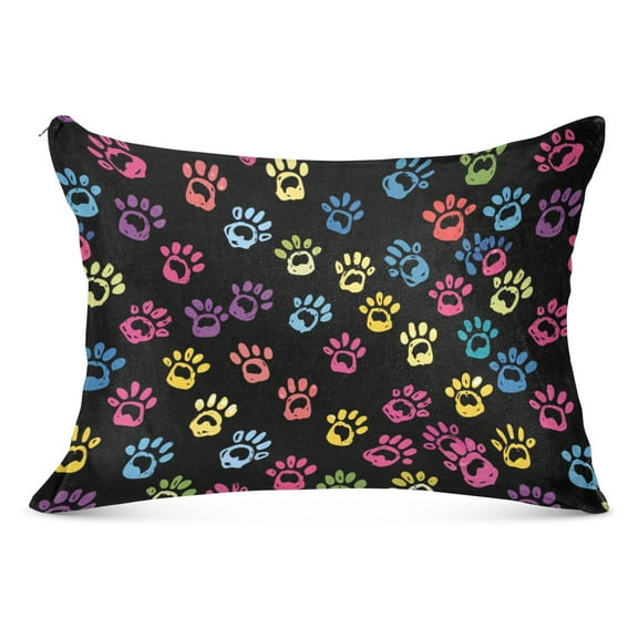 Colorful Paw Plush Pillow Cases Standard Size Ultra Soft Warm Pillowcases with Zipper 20"x26"