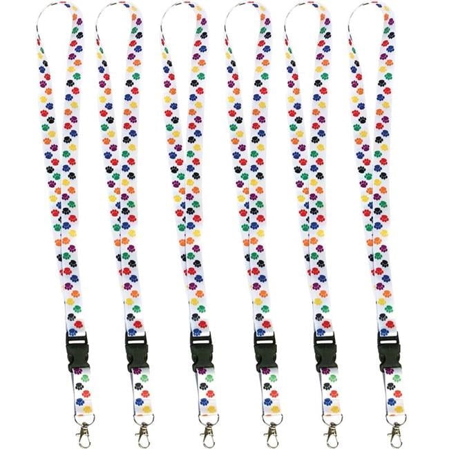 Colorful Paw Print Lanyard - 6 per Pack