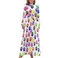 thumbnail image 1 of Colorful Paw Print Women's Long Dress Long Sleeves Dress Vintage Dresses Party Maxi Dress High Waist Dress, 1 of 4
