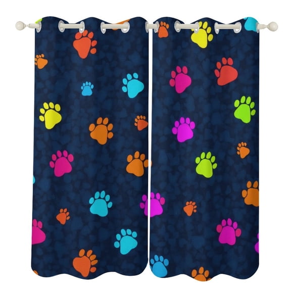 Colorful Paw Prints Pattern 2 Panels Curtains for Bedroom Living Room Drapes Kitchen Window Curtain Home Decor