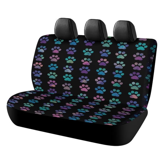 Colorful Paw Prints Pattern Car Rear Seat Covers,Bench Back Seat Cover , Easy to Install Universal Fit for Cars Trucks Vans And SUVs