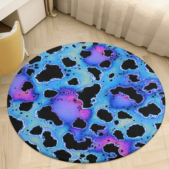 Colorful Paw Prints Round Area Rugs for Bedroom Living Room, 3FT Soft Indoor Circle Carpets, Carpet Home Decor Floor Mat