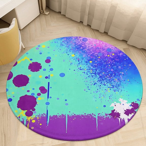 Colorful Paw Prints Round Area Rugs for Bedroom Living Room, 3FT Soft Indoor Circle Carpets, Carpet Home Decor Floor Mat