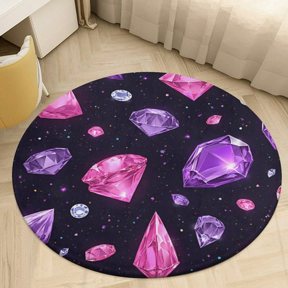 Colorful Paw Prints Round Area Rugs for Bedroom Living Room, 3FT Soft Indoor Circle Carpets, Carpet Home Decor Floor Mat