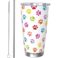 thumbnail image 1 of Colorful Paw Tumbler 20oz Dog Paws Stainless Steel Insulated Tumblers with Lid and Straw Animal Travel Coffee Mug Tea Wine Cups Water Bottle Gifts for Women Dog Lovers, 1 of 6