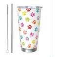 thumbnail image 1 of Colorful Paw Tumbler 20oz Dog Paws Stainless Steel Insulated Tumblers with Lid and Straw Animal Travel Coffee Mug Tea Wine Cups Water Bottle Gifts for Women Dog Lovers, 1 of 6