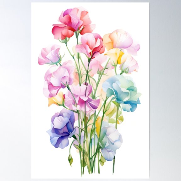 Colorful Pea Bloom Botanical Art 10 Poster Wall Art, Modern Wall Decor For Living Room Bedroom, 12x18 UNFRAMED