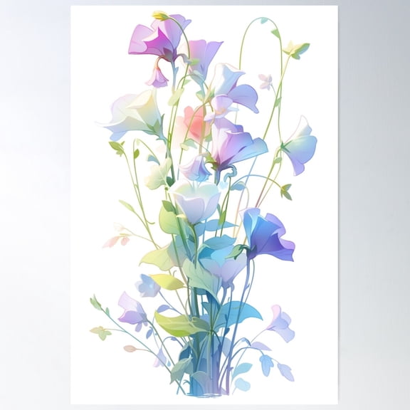 Colorful Pea Bloom Botanical Art 7 Poster Wall Art, Modern Wall Decor For Living Room Bedroom, 16x24 UNFRAMED
