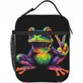 thumbnail image 1 of Colorful Peace Frog Lunch Box - Insulated Lunch Bags for MenWomenWomenMen Detachable Handle Lunchbox Meal Tote Bag, 1 of 7