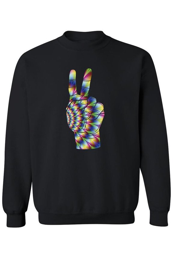 Colorful Peace Hand Sign Sweatshirt Men -SPIdeals Designs, Male Medium