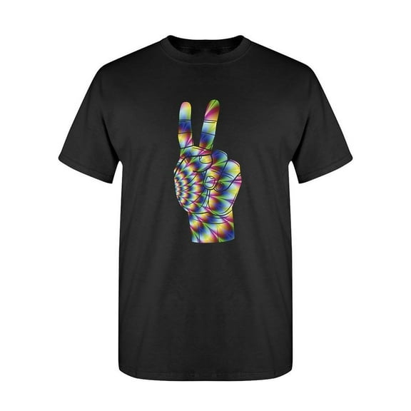 Colorful Peace Hand Sign T-Shirt Men -SPIdeals Designs, Male 4X-Large