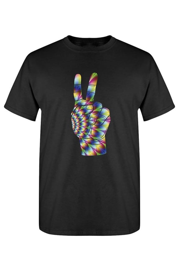 Colorful Peace Hand Sign T-Shirt Men -SPIdeals Designs, Male Small