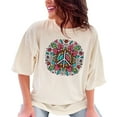 thumbnail image 1 of Colorful Peace Sign Illustration T-Shirt, Hippie Bohemian Style Graphic Tee, Vintage Flower Power Shirt, Retro Peace Symbol T-Shirt, Ivory Comfort Colors T-Shirt, XL, 1 of 1