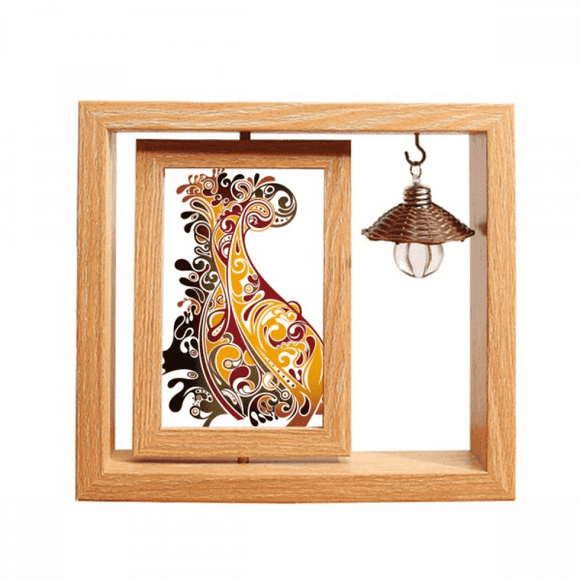 Colorful Peacock Animal Art Outline Wooden Rotating Picture Photo Frame 4x6