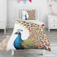 thumbnail image 1 of Colorful Peacock Duvet Cover and Pillowcase Set for Single Bedding, Bedroom Accessories for Kids Teens, 1 of 5