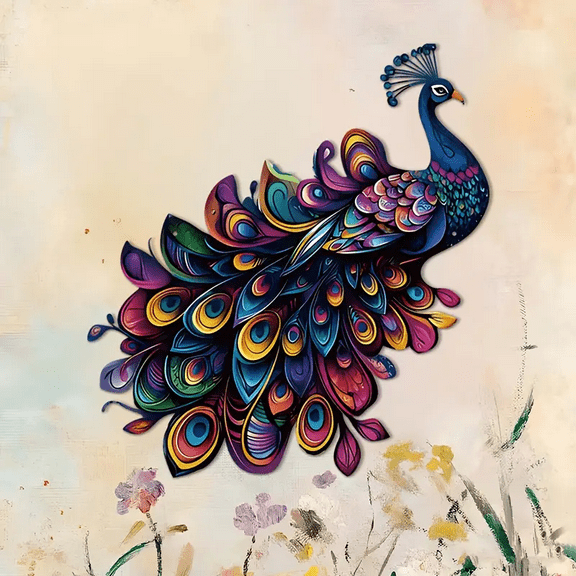 Colorful Peacock Metal Wall Decor, Farmhouse Bedroom & Kitchen Art
