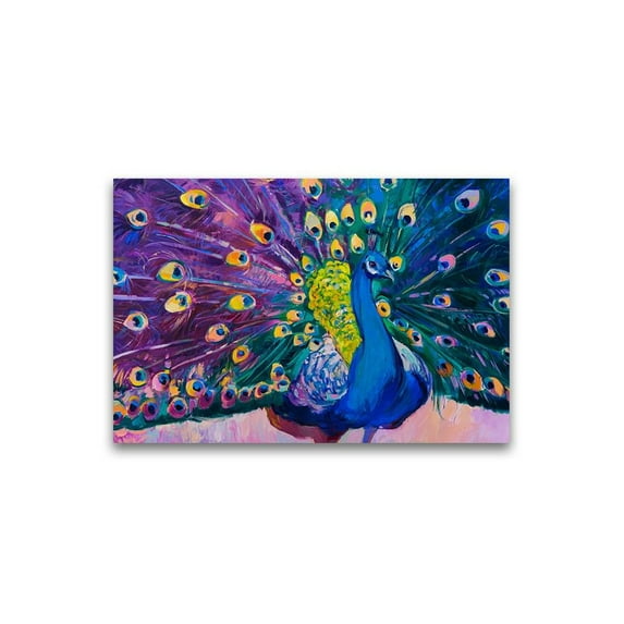 Colorful Peacock Oil Painting Poster -Image by Shutterstock