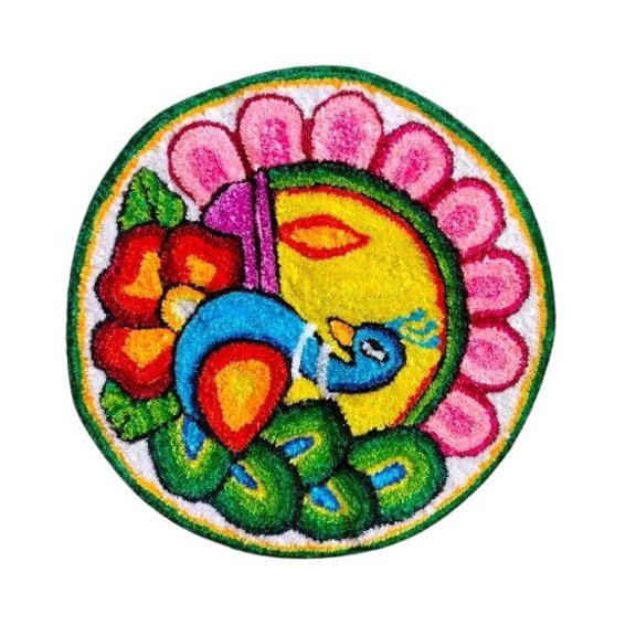 Colorful Peacock Rangoli Decoration for Festivals