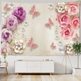 thumbnail image 1 of Colorful Pearl Butterfly Flower Tapestry 3D Nordic Style Hippie Boho Wall Tapestries Manda, 1 of 4