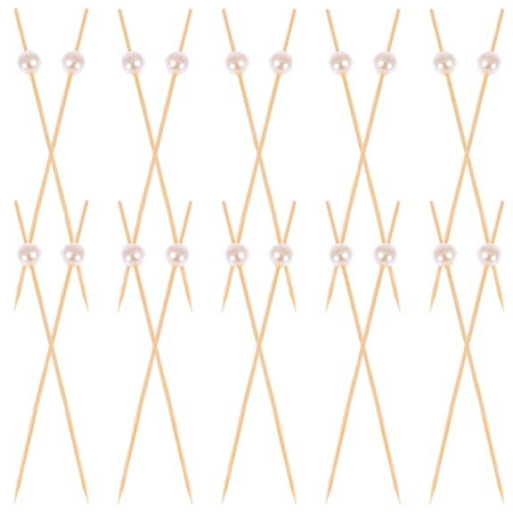 CRILSTYLEO 100Pcs White Bamboo Decorative Cocktail Picks for Party Fruits and Desserts