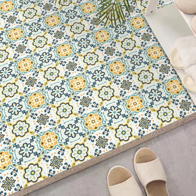 Colorful Peel and Stick Vinyl Flooring 12"x12" 10 Pcs/Pack Bohemia Self