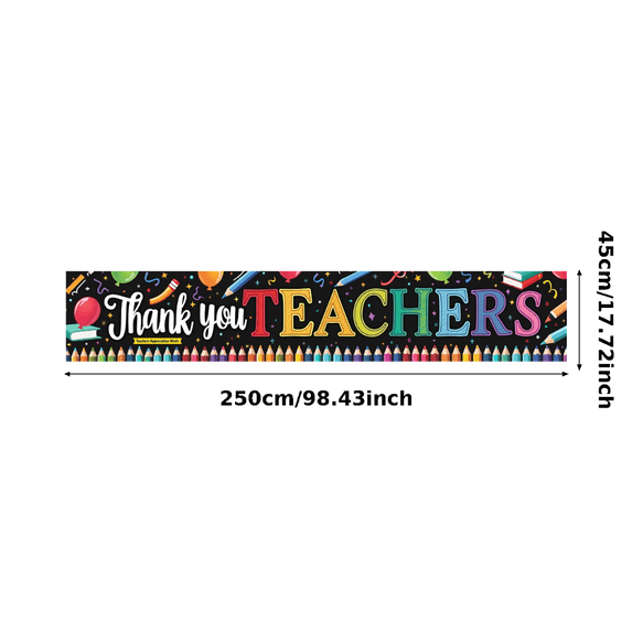 Colorful Pencil Thank You Banner Teachers Appreciation Week Balloons Celebration for Classroom Decor School Event
