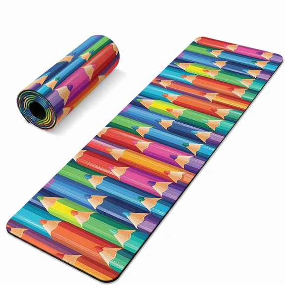 Colorful Pencils Trivet Table Runner for Hot Dishes, Non Slip Pot Holders Long Stone Mat, Vertical Alignment Rainbow Color Heat Proof Table Protector Kitchen Counter Trivets Placemats 40"x12"
