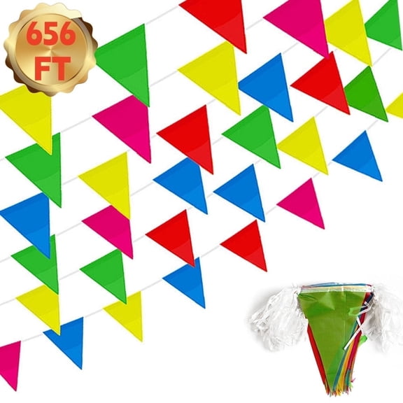 Colorful Pennant Banner Flags, 656ft Flags for Opening, Carnival Birthday, and Outdoor Celebration