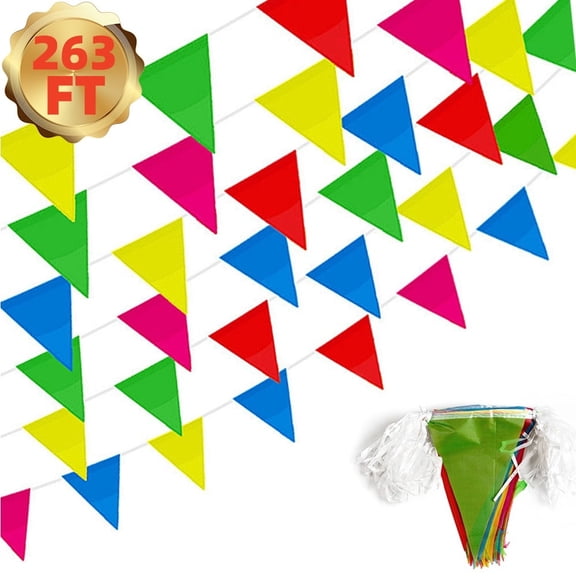 Colorful Pennant Banner Flags for Carnival Birthdays, Flags Banner for Outdoor Events and Classroom Decor, 525ft 300-Piece