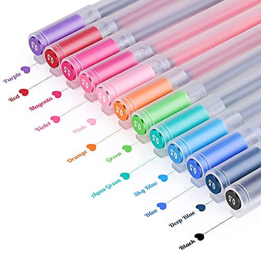 Drawdart 14 Pack Ballpoint Pens,Cute Pens for Note Taking,Pastel Pens Black  Ink Medium Point 1.0mm,Retractable Pretty Journaling Pens Office Supplies