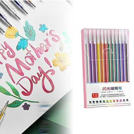 Colorful Pens Glitter Gel Pen Set Glitters Gel Ink Pen Set Glitter Pens Sets For Adult Coloring Books For Drawing Doodling Crafts And Taking Note 2ml，12PC