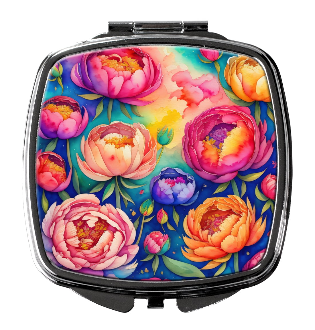 Colorful Peonies Compact Mirror 2.75 in x 3 in